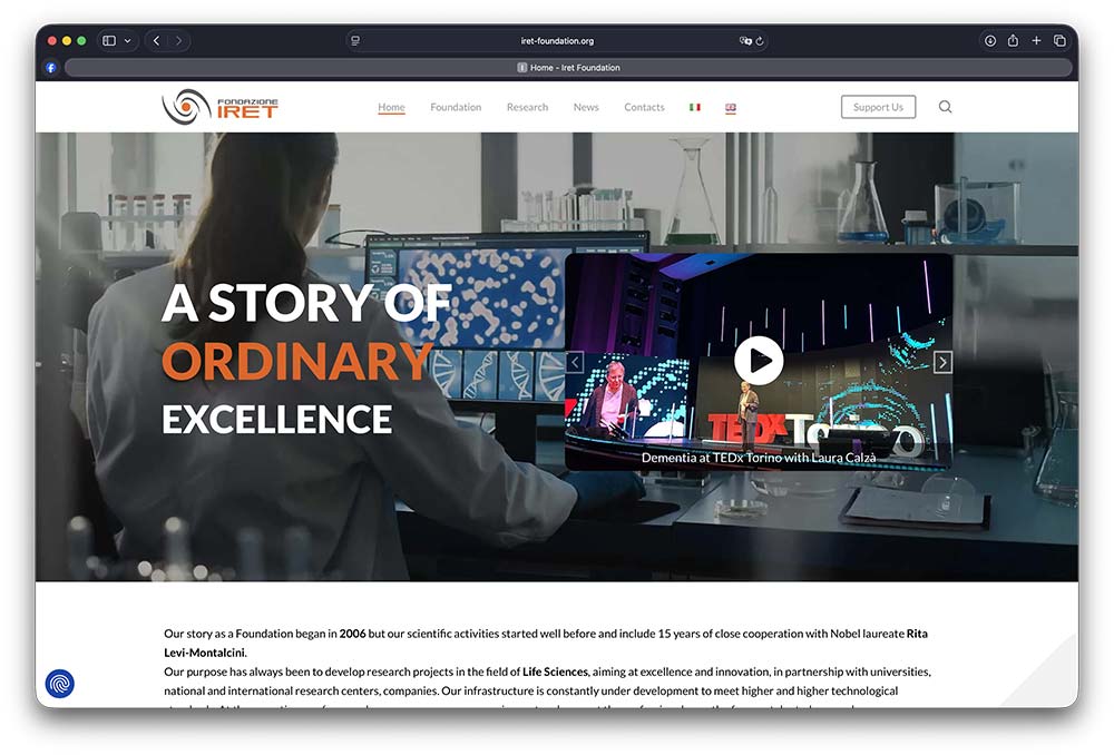 Sito web Fondazione IRET realizzato da ensof.it