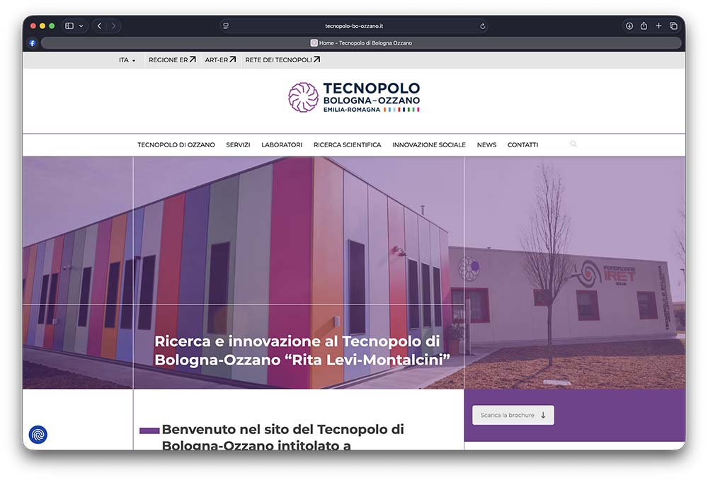 Sito web Tecnopolo Bologna-Ozzano realizzato da ensof.it