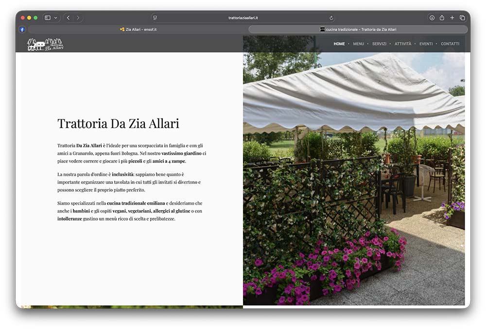 Sito web zia allari realizzato da ensof.it