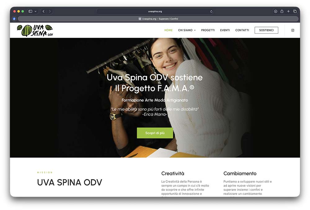 Sito web Uva Spina realizzato da ensof.it
